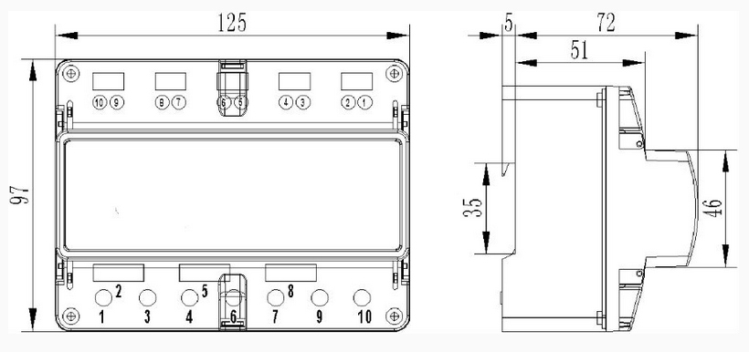 Трехфазный электросчетчик на DIN рейке с функцией отключения нагрузки (7Р)